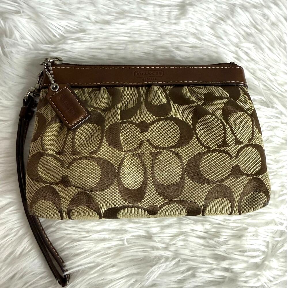 COACH y2k Brown Signature Canvas Wristlet